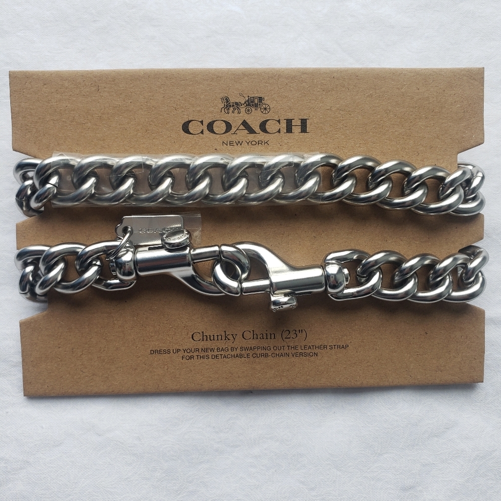 Coach Chunky Silvertone Shoulder Replacement Chain strap Purse decor Accent 23" - Picture 2 of 11